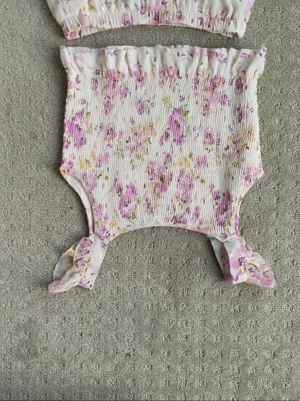 Floral Smocked Two-Piece Set — Pink & Cream